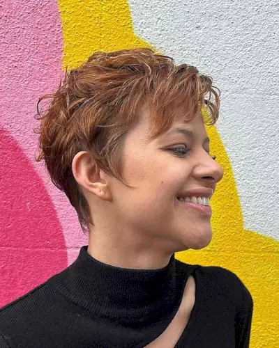 Tousled Wavy Wixie with Layers and Side Bangs