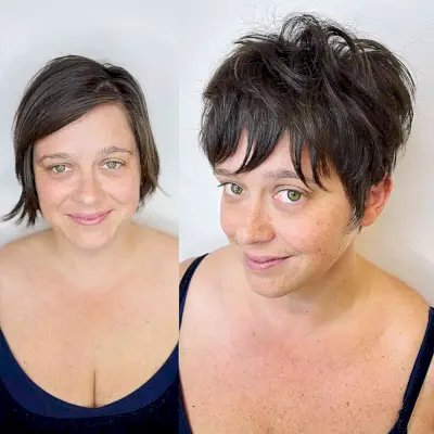 Wixie with Chunky Layers and Bangs for Ladies with Bigger Foreheads