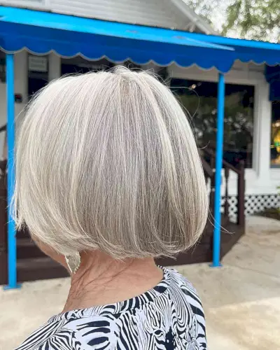 Silver Classic Jaw-Length Cut with Soft Layers for Seniors Over 60