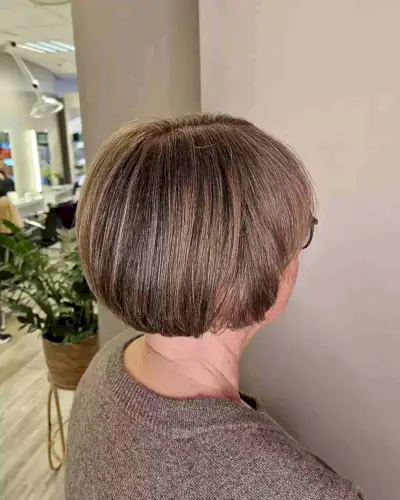 Dimensional Brown for Jaw-Length Rounded Bob on Mature Ladies with Straight Hair