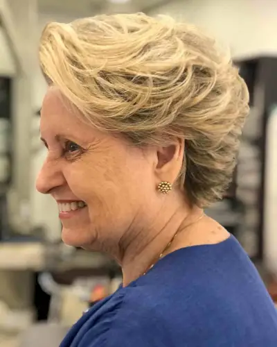 Short Feathered Bob for Older Women