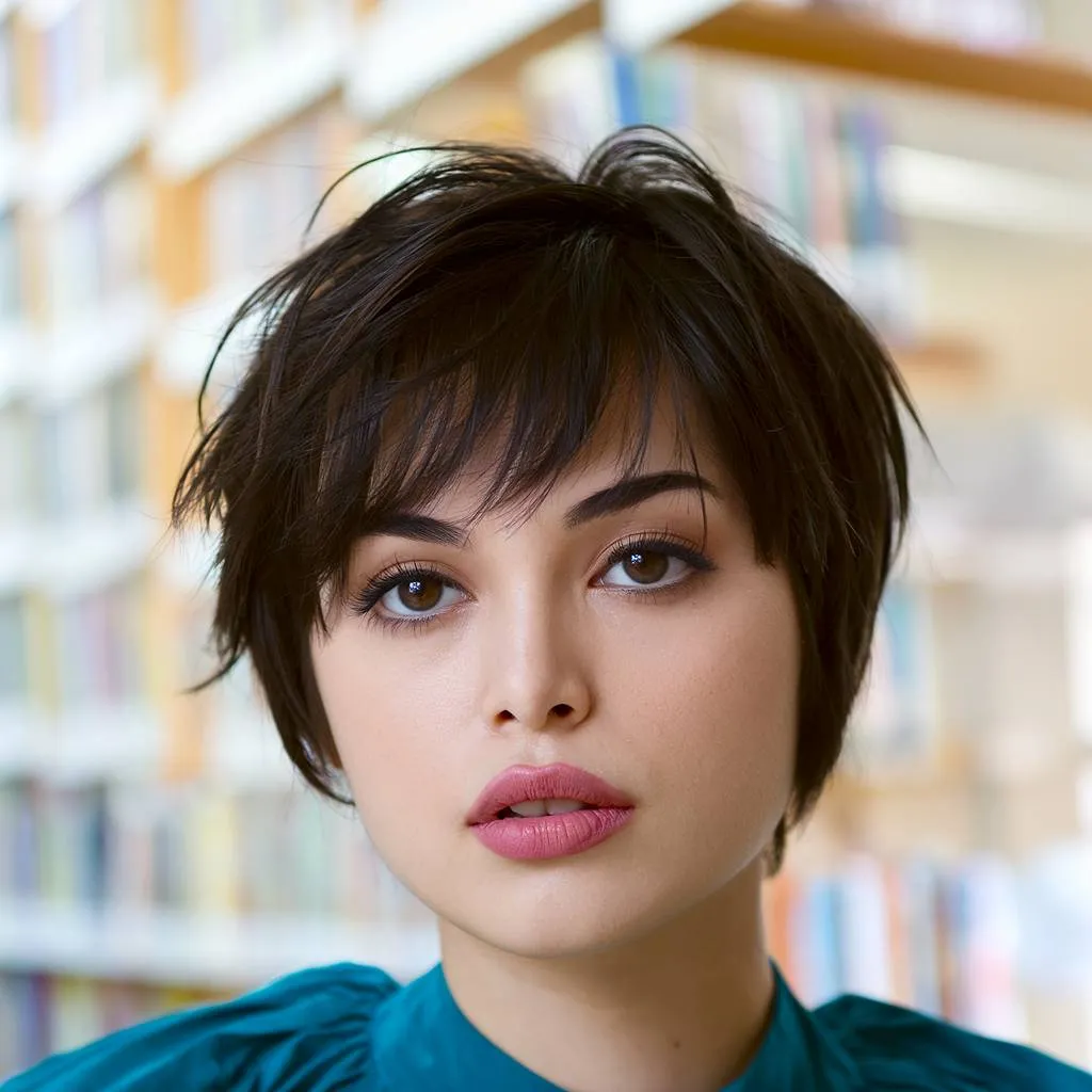 Langer Pixie-Schnitt mit zartem Pony und weich strukturierten Schichten für ein leichtes, luftiges Gefühl' title=