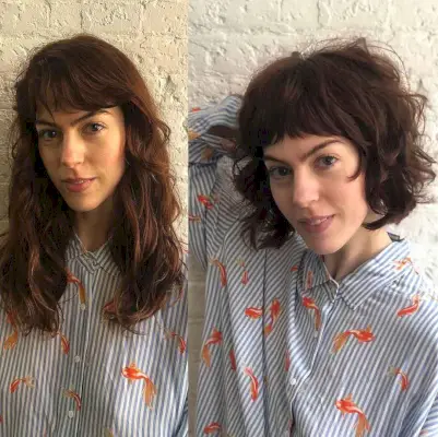 Textured French Bob with Shaggy Layers and Bangs