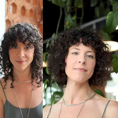 Short Cool Curly Bob with Fringe