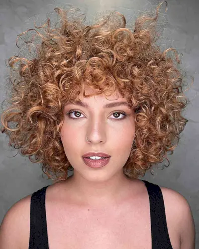 Wild Copper Curls and Bangs for curly girls with short hair