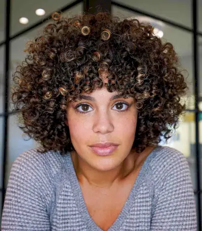 Short Curly Bob for Thick Hair with Bangs