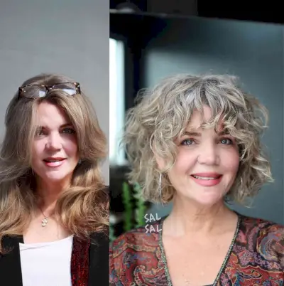 Amazing Silver Curls with Wispy Bangs