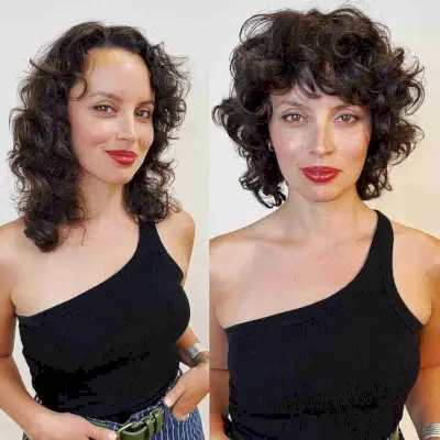 Razored Curly Shag with Bangs for Short Hair