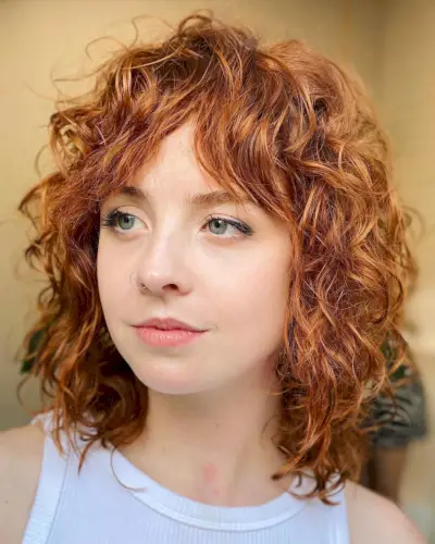 Exceptional Curly Curtain Bangs