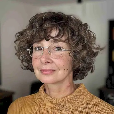 Flattering Bangs for Older Women with curly hair