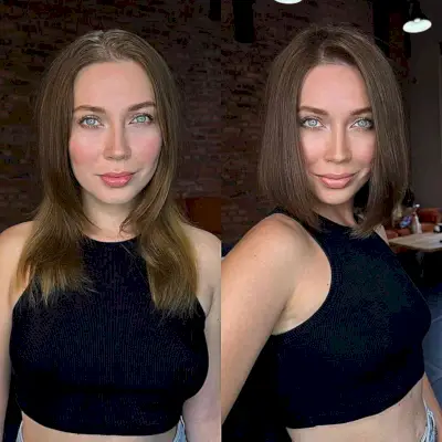 Above-the-Shoulder Chic Slob Cut with an Off-Center Part