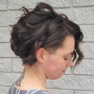 Above the Shoulders Short-Length Curled Bob with an Undercut