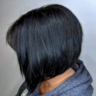 Bold Blue Highlights on Short Black Hair