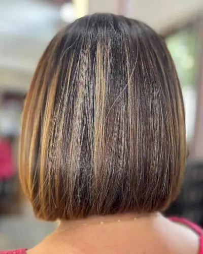 Softly Blunt Cut Short Hair with Highlights