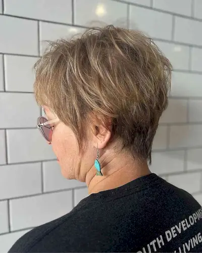 Straight Messy Pixie with Choppy Thin Layers for Older Women Over 60