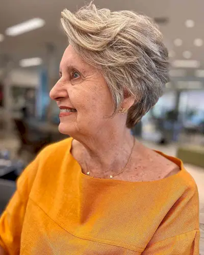 Short Modern Pixie with Choppy and Feathery Layers for women in their 60s