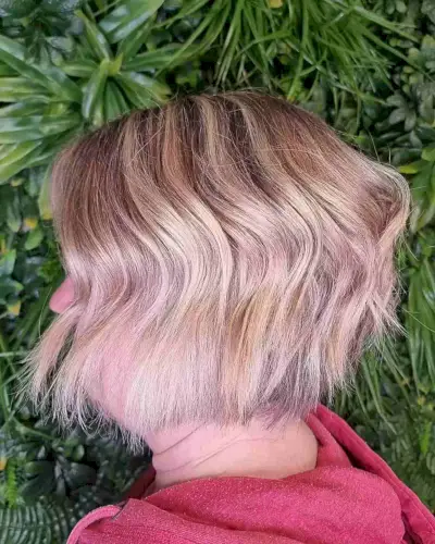 Short Bob with Sharp Choppy Ends on women 60 and up