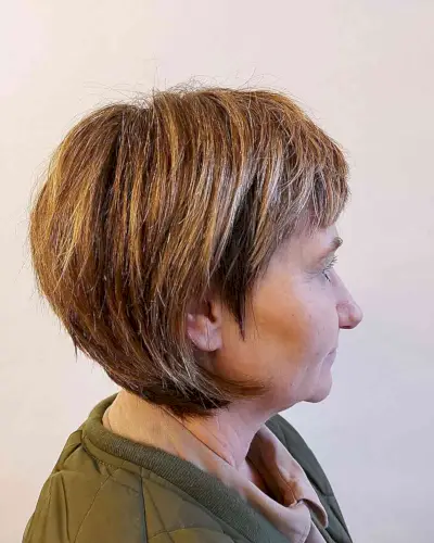 Choppy Bob with Graduated Layers and Short Bangs for Women Over 60