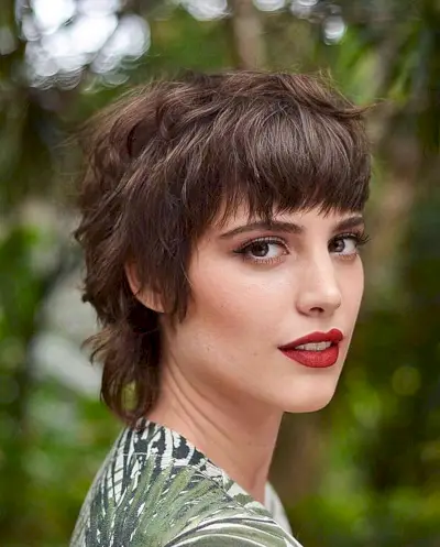 Short Shaggy Mullet Cut with Fringe for Women 