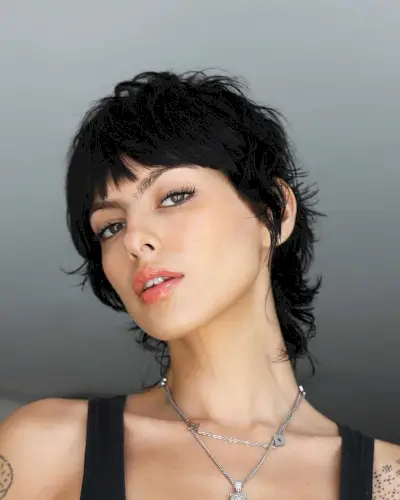 Sexy Jet Black Pixie Mullet Cut