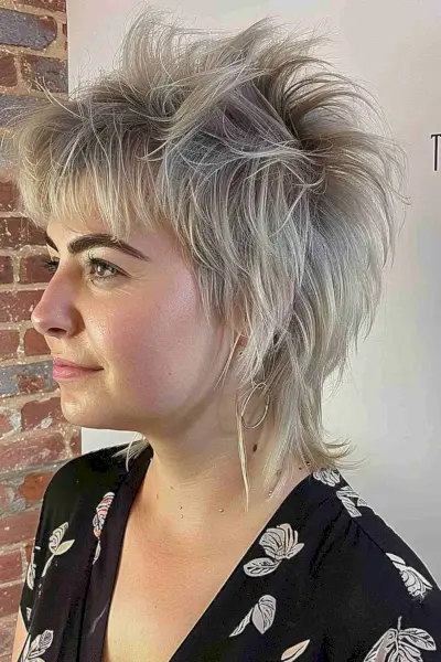 Tousled Medium-Length Pixie Mullet on Heart-Shaped Face