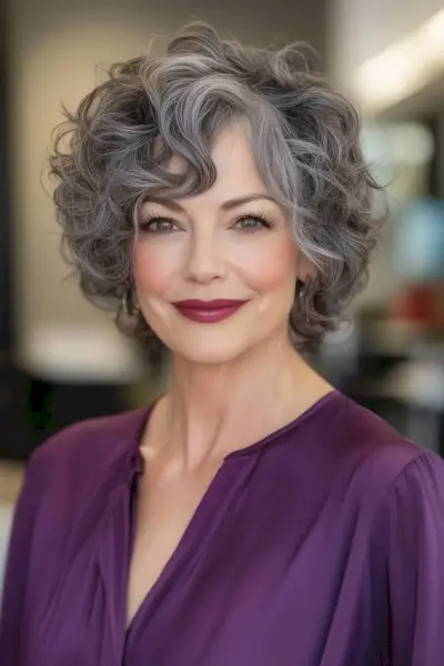 short and curly choppy bob