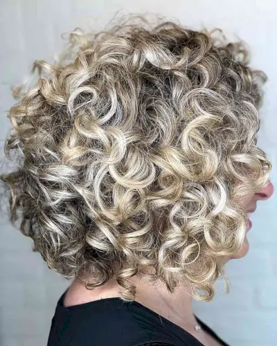 Short Blonde Highlighted Curly Hair