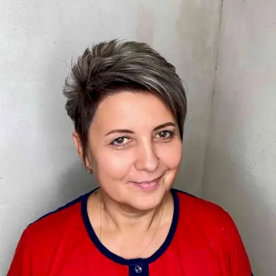 Grey Highlights on Choppy Pixie Hair