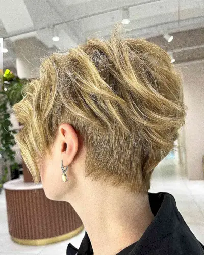 Golden Tones on a Thick Hair Pixie Cut