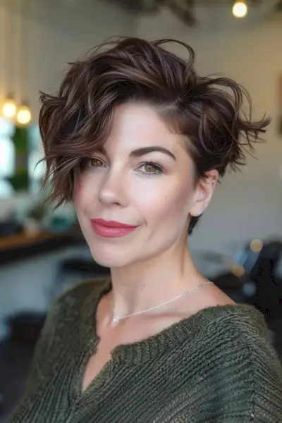 Messy pixie for thick coarse hair with highlights