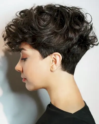 Textured feathered pixie for thick hair