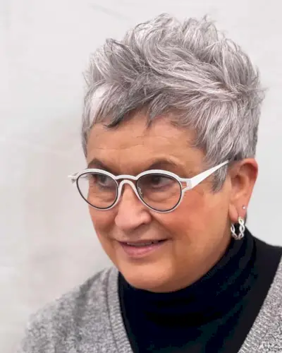 Spiky pixie for women over 60 with thick hair