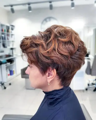 Feminine Pixie Cut for Brown Thick Wavy Hair