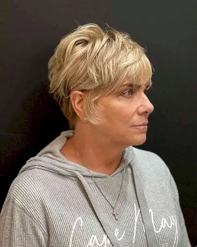 Short Blonde Layered Pixie Bob for Thick Hair