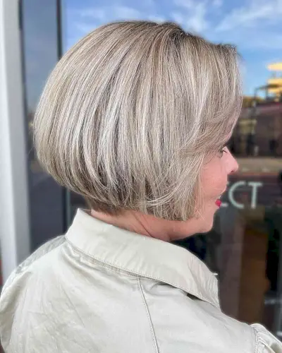 Classic Short Bob with Highlights and Side Bangs for Thick Hair