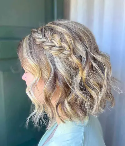 Boho-Inspired Beachy Curls for Ladies with Short Hair