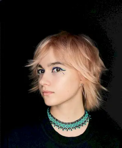 Edgy Short Wolf with Curtain Bangs