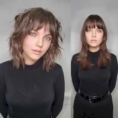 Short Tousled Wolf Cut with a Fringe