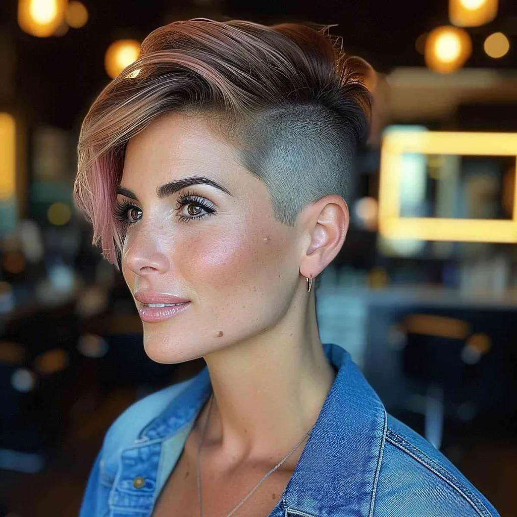 긴 얼굴을 위한 다용도 언더컷 픽시 짧은 헤어스타일' title=