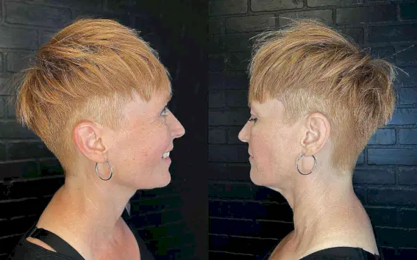 Short Copper Undercut Pixie with Bangs