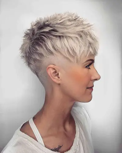 Icy Blonde Undercut Pixie with Spikes
