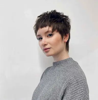 Eye-Catching Choppy Pixie with Baby Bangs