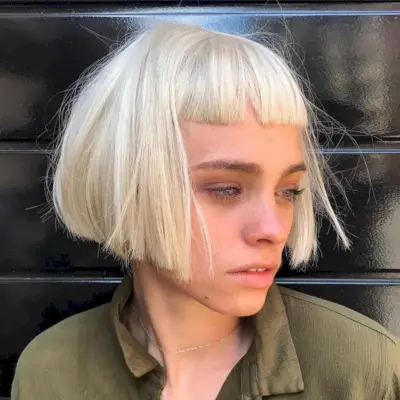 Short blunt cut with blunt bangs