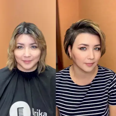 Edgy pixie bob with one shaved side