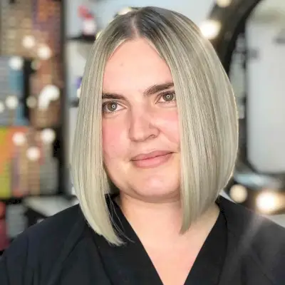 Sleek Long Bob on Straight Hair for Chubby Faces