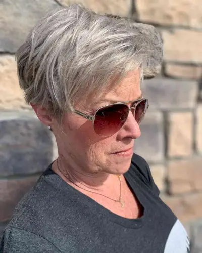 Titanium Blonde on Messy Pixie Hair