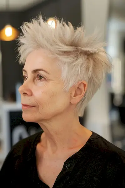 Spiky Pixie Cut for Older Women