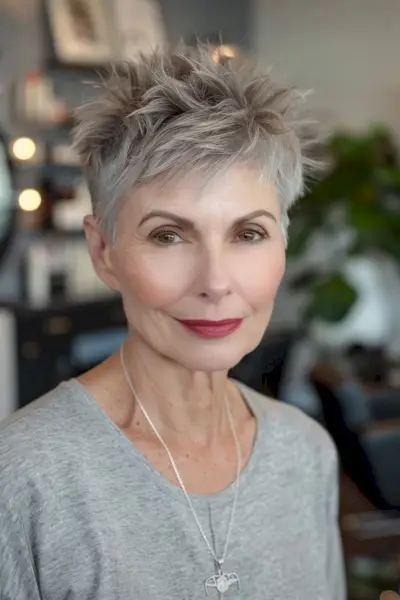 Short Pixie Hairstyle for Women in Their 60s