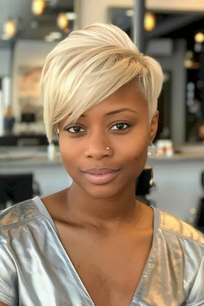 Ear-Length Spiked Haircut for Black Women