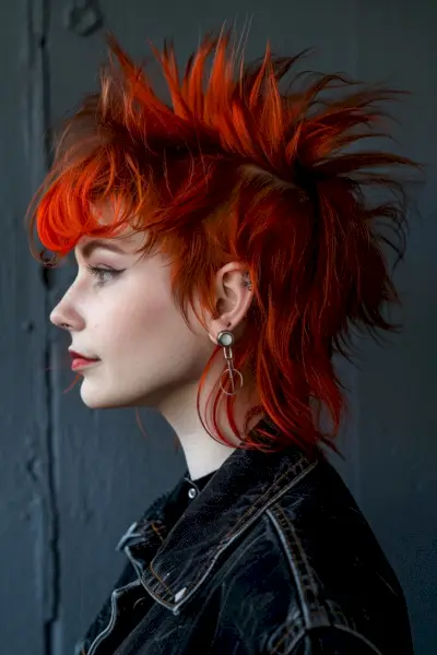 Woman with Fiery Orange Tousled Spiky Hairstyle